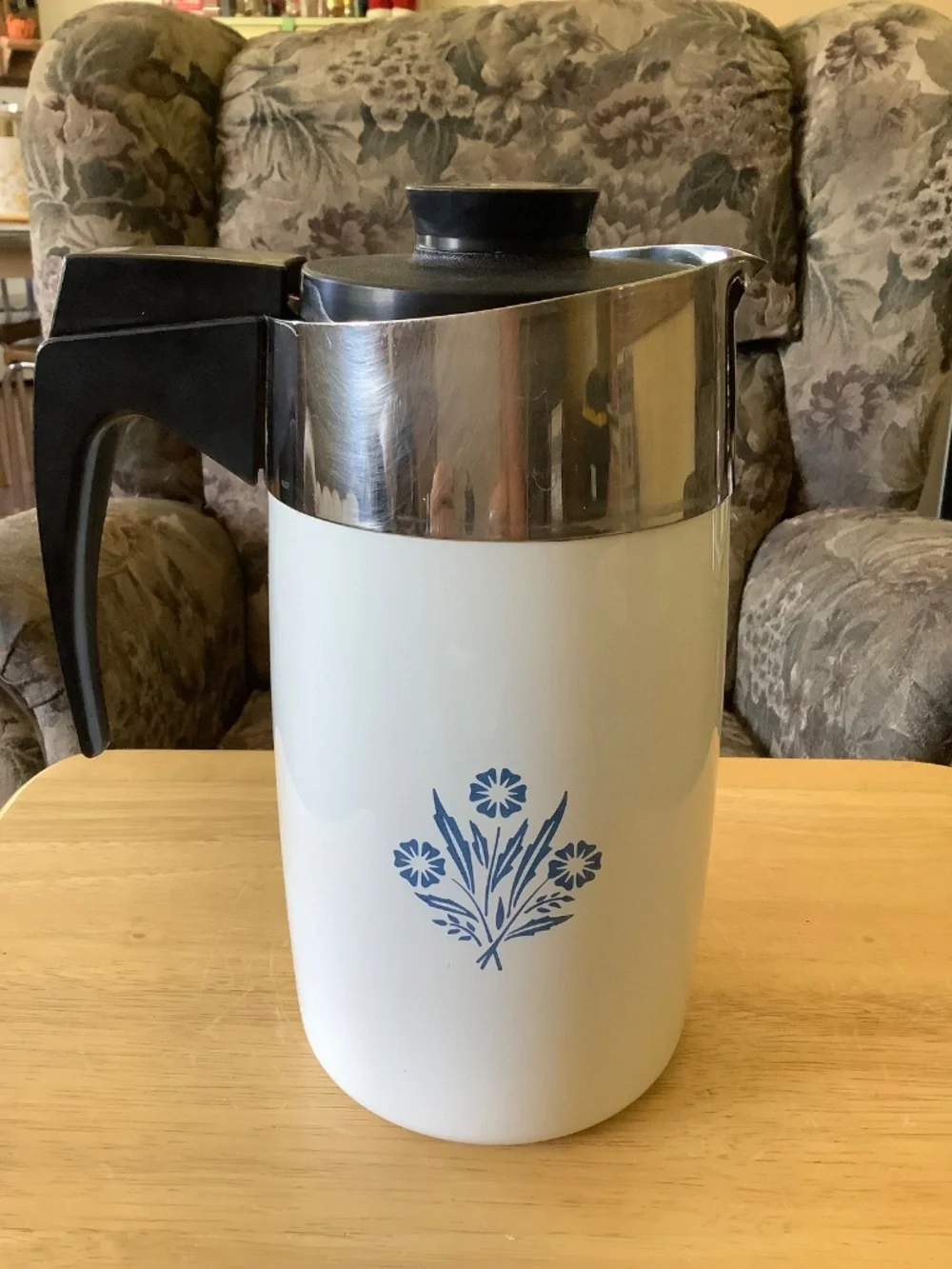 Corning Ware Blue Cornflower 10-Cup COFFEE POT Percolator E-1210 NO CORD